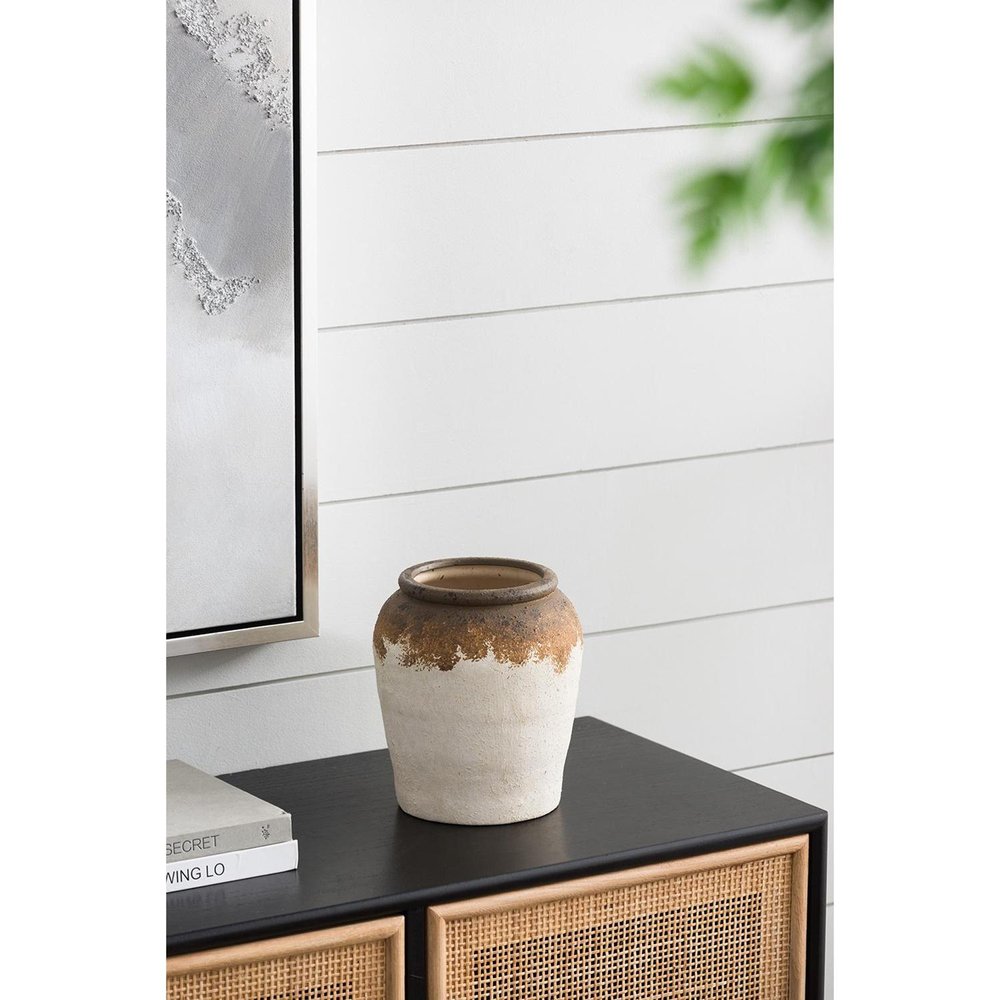 8" Brown Ceramic Round Jug Vase