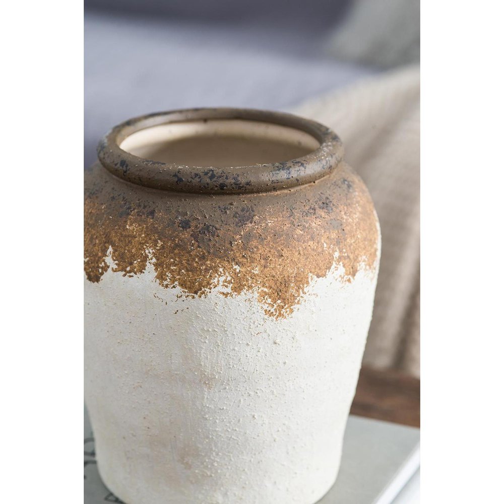 8" Brown Ceramic Round Jug Vase