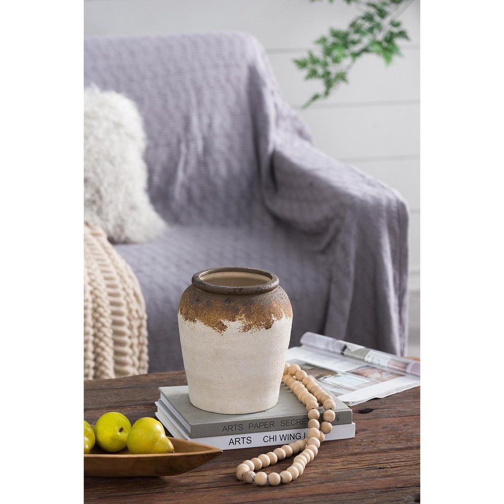 8" Brown Ceramic Round Jug Vase