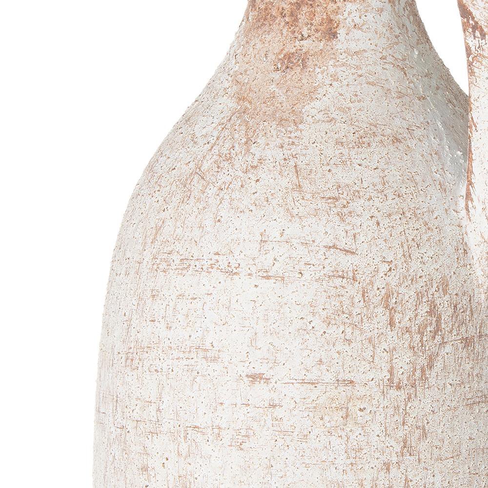 12" Ivory And Brown Ceramic Round Jug Vase