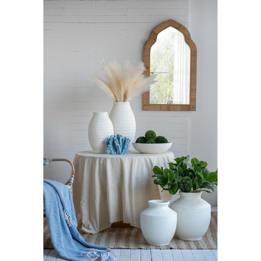 16" White Terracotta Round Jug Vase