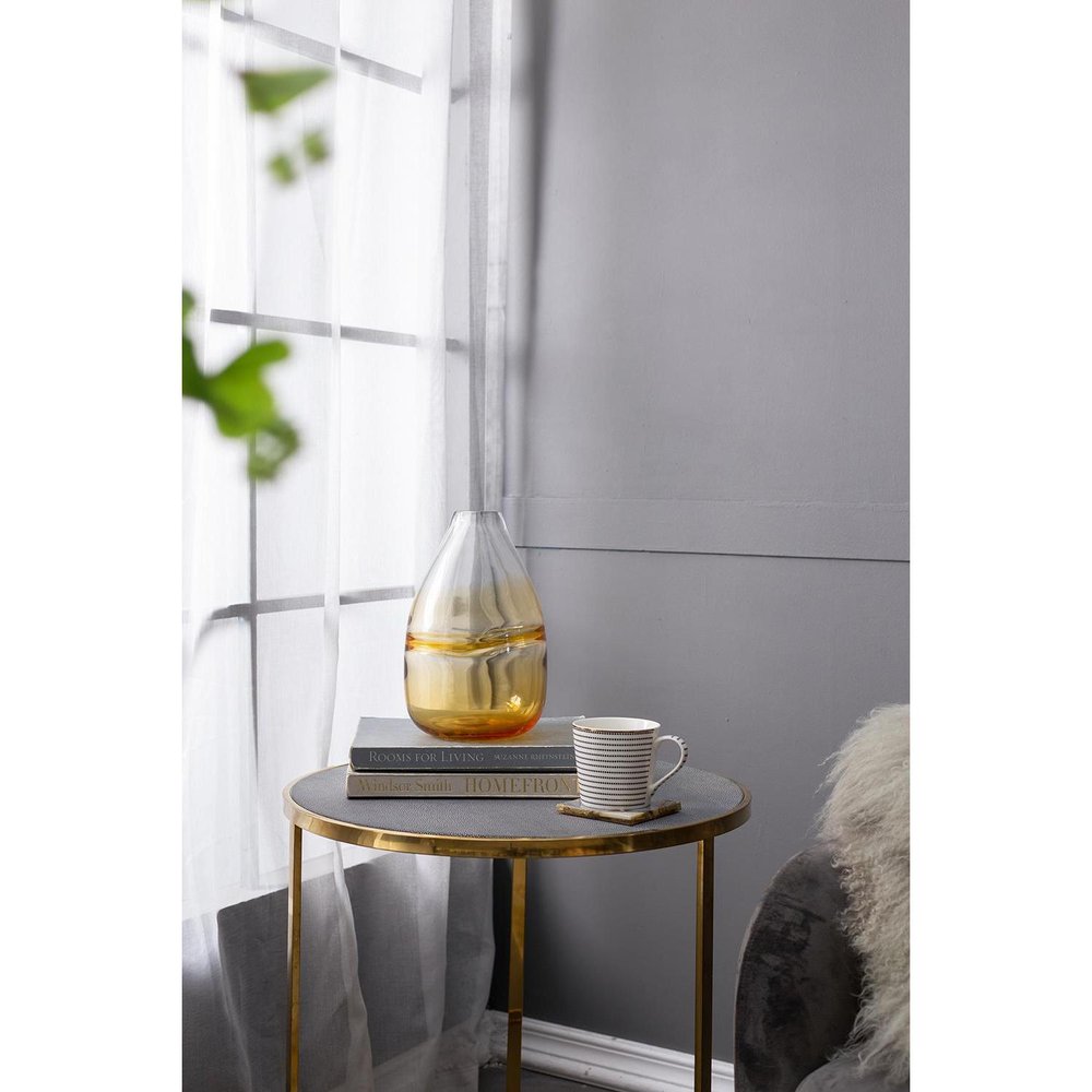 11" Clear And Amber Ombre Glass Round Table Vase