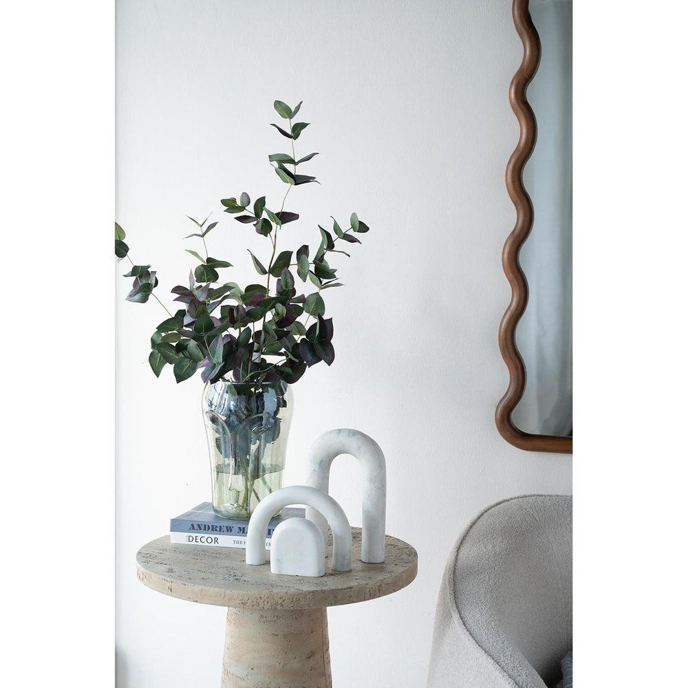 Set of Two Light Green Glass Modern Abstract Faces Table Vases