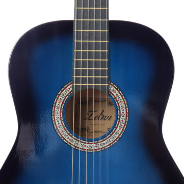Zebra 39 Inch Classical Guitar Kit With 6 Strings Gig bag Tuner Picks Strap for Beginners Adults Kids Birthday Gift