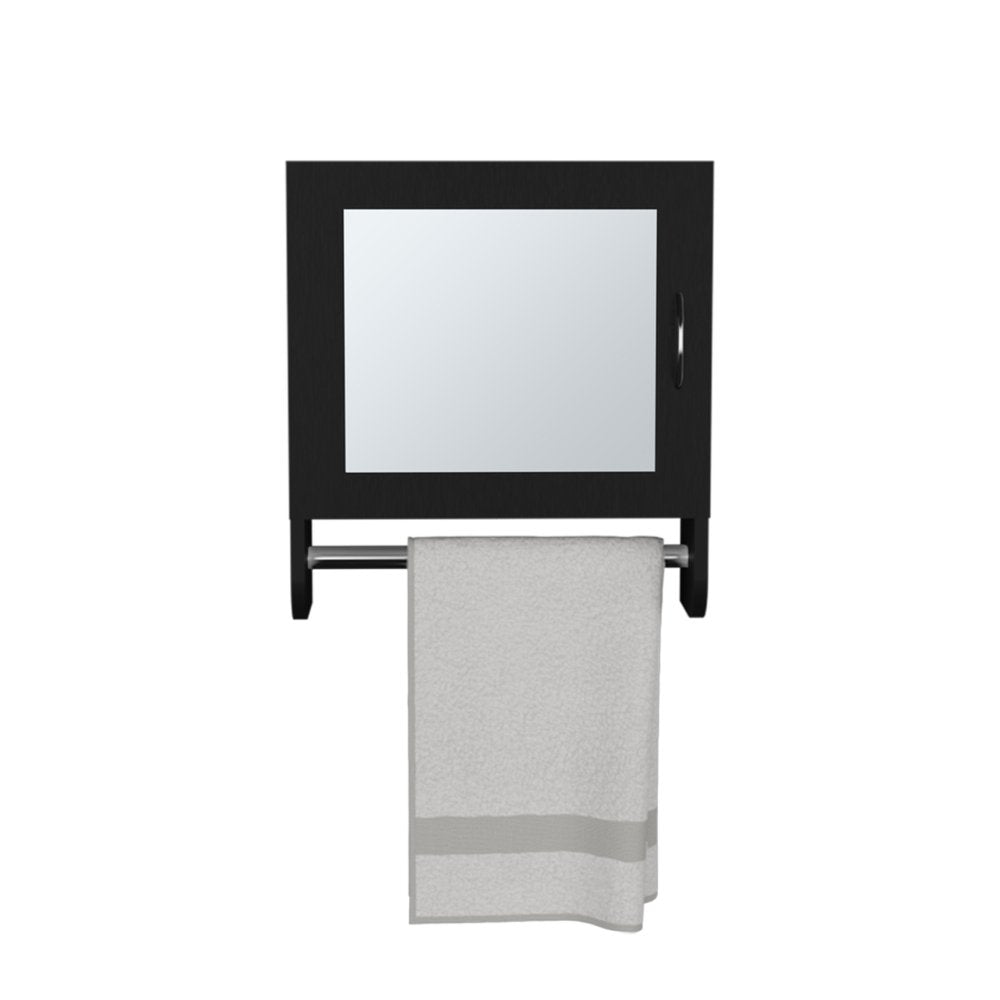 18" Black Wood, Metal Floating Bathroom Vanity And Medicine Cabinet With Mirror