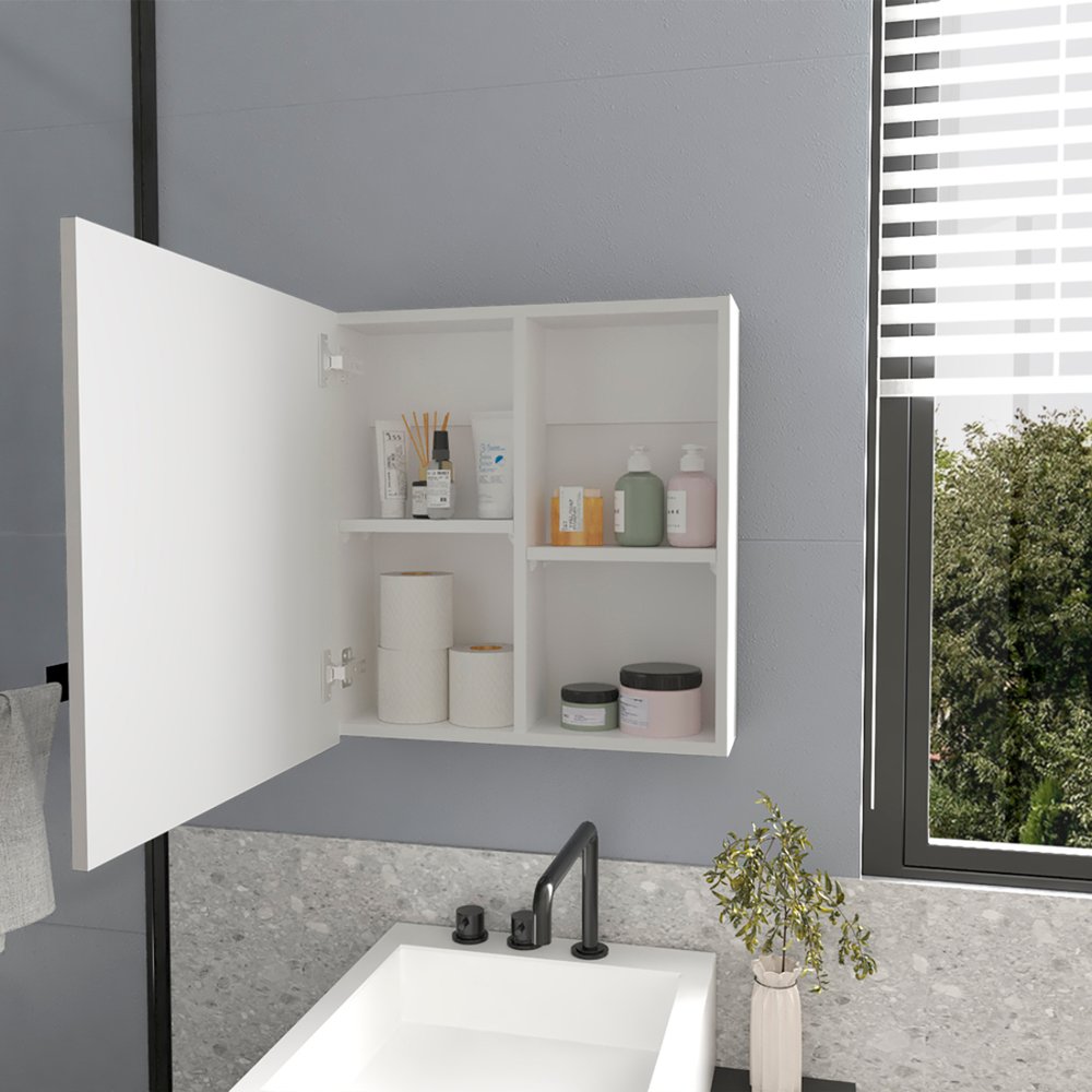 20" White Wood Floating Bathroom Vanity And Medicine Cabinet With Mirror