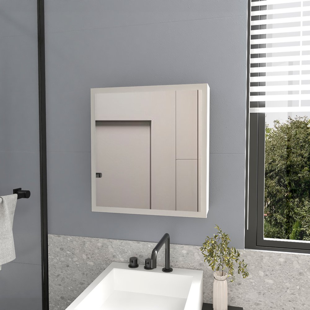20" White Wood Floating Bathroom Vanity And Medicine Cabinet With Mirror