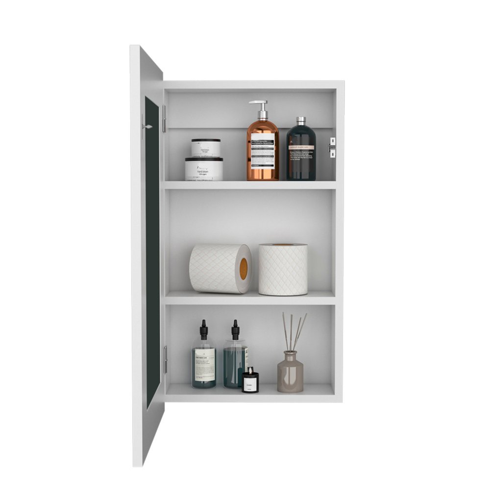 15" White Wood Floating Bathroom Vanity And Medicine Cabinet With Mirror