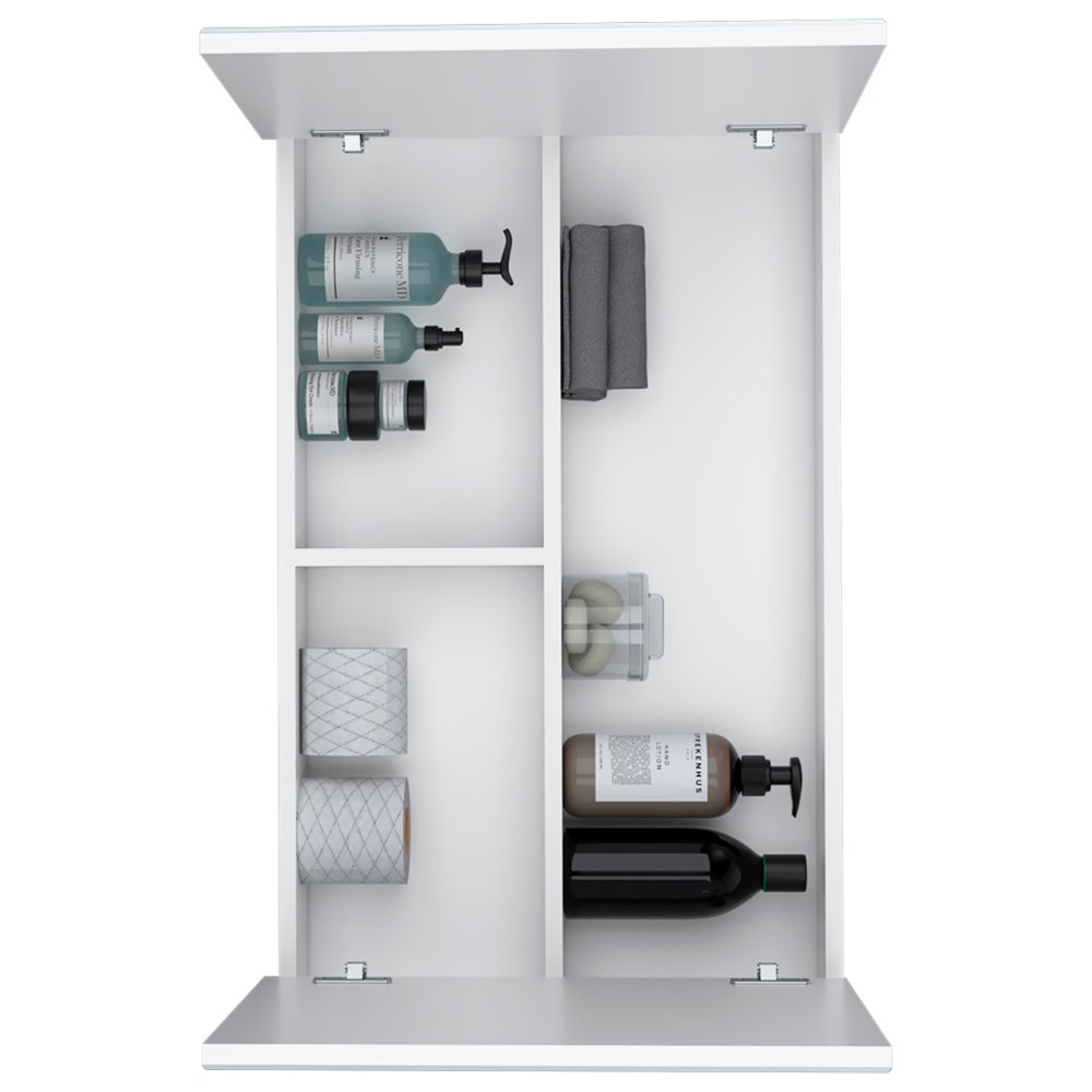 32" White Wood Floating Double Door Bathroom Vanity And Medicine Cabinet With Mirror