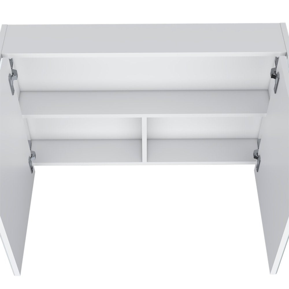 32" White Wood Floating Double Door Bathroom Vanity And Medicine Cabinet With Mirror