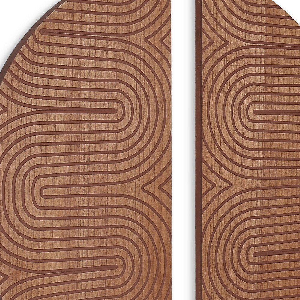 Set of Two Brown Wood Hanging Dimensional Sculpture