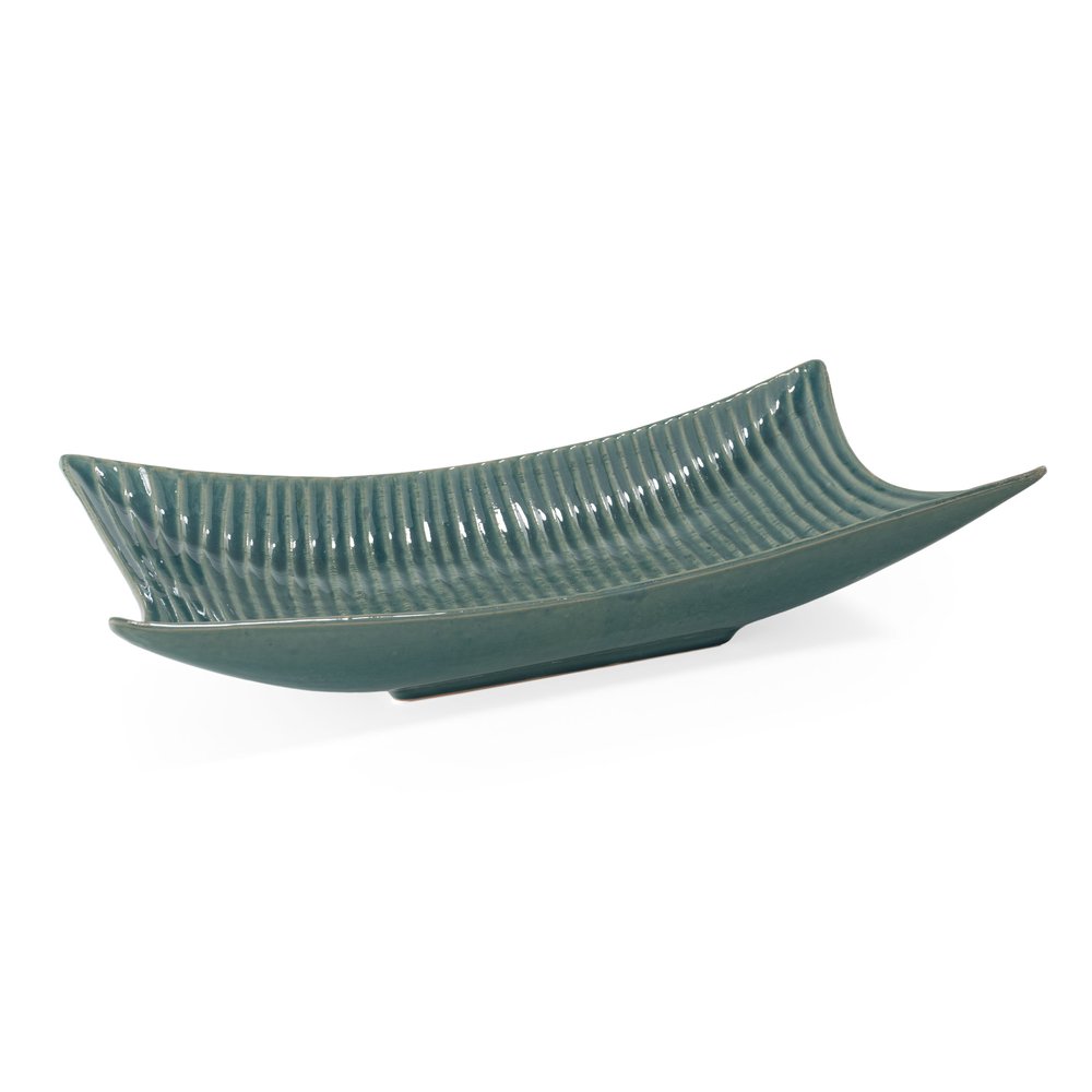 20" Blue And Green Ceramic Vanity Tray
