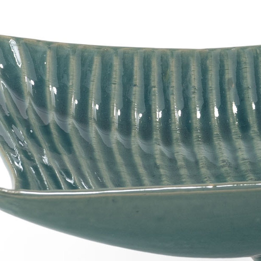 20" Blue And Green Ceramic Vanity Tray
