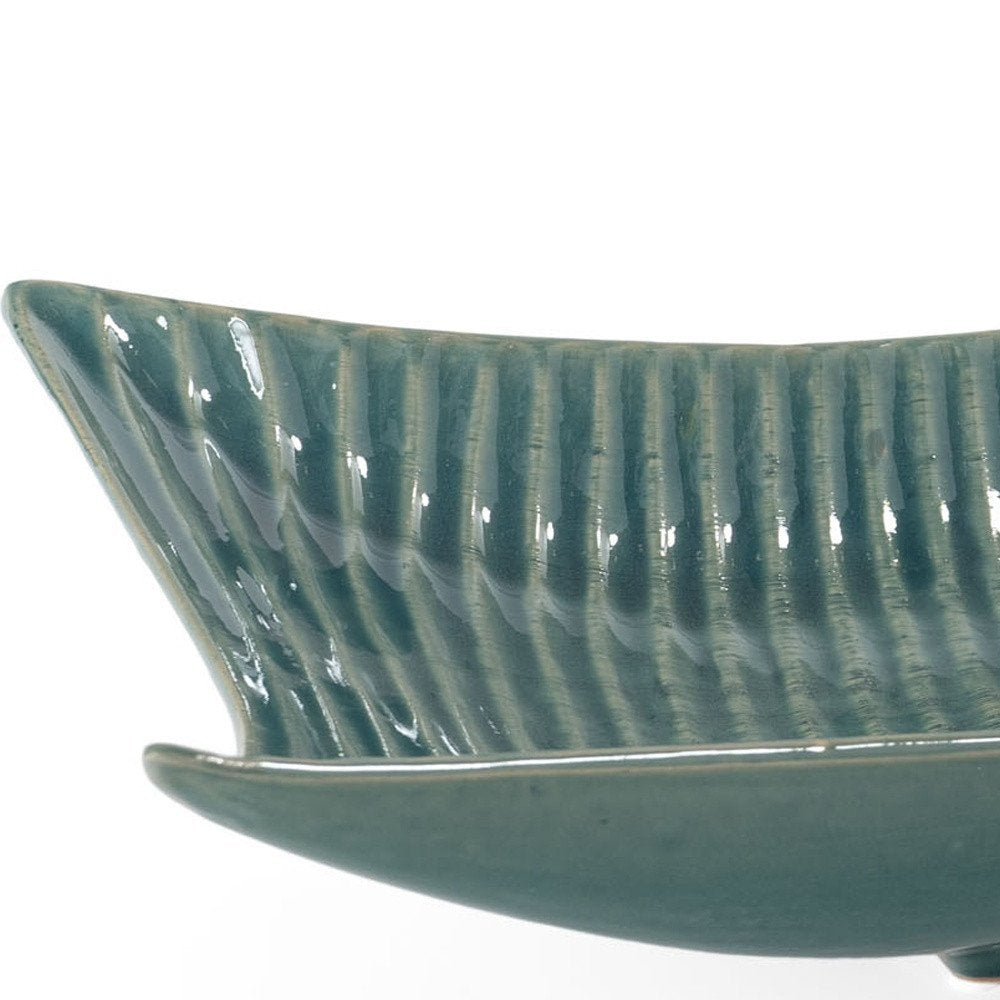 20" Blue And Green Ceramic Vanity Tray