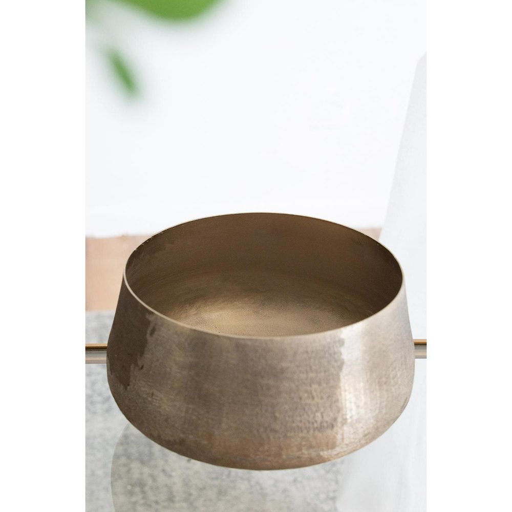 Set of Two Gold Aluminum Round Table Vases