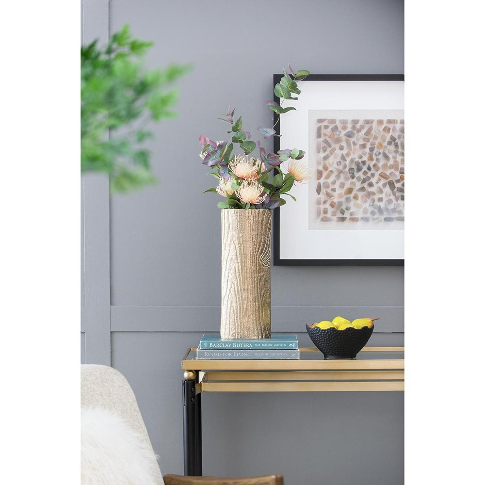 15" Gold Oval Aluminum Table Vase
