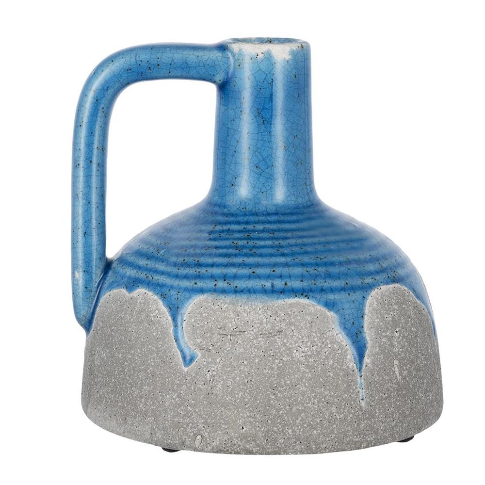 7" Blue And Gray Ceramic Bud Jug Vase