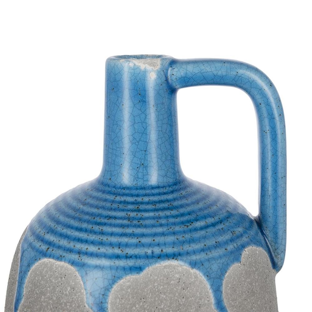 7" Blue And Gray Ceramic Bud Jug Vase