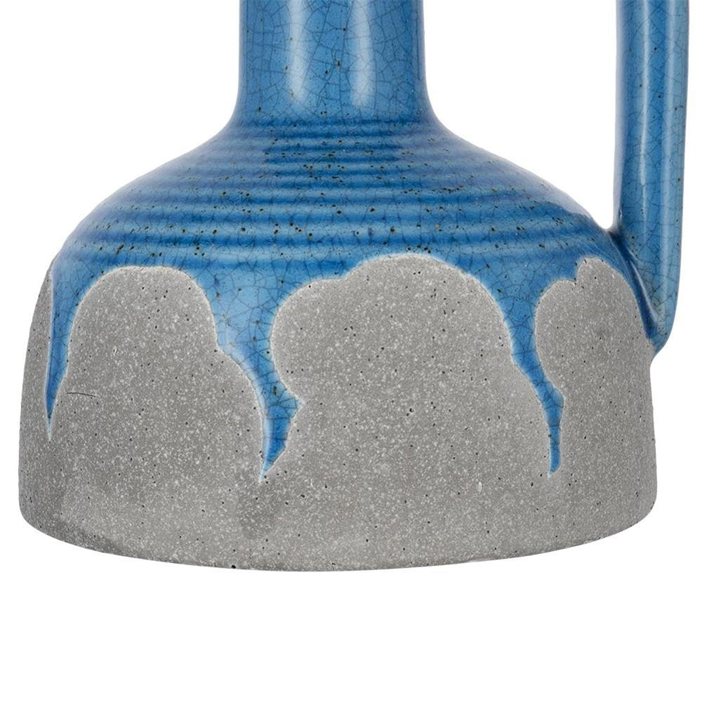 9" Blue And Gray Ceramic Bud Jug Vase