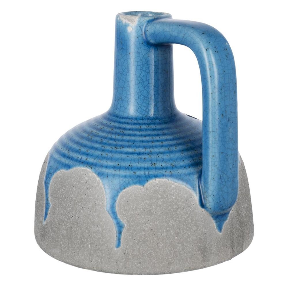 9" Blue And Gray Ceramic Bud Jug Vase