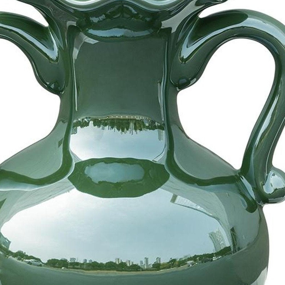 8" Hunter Green Ceramic Amphora Table Vase