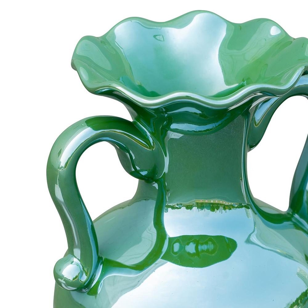 8" Hunter Green Ceramic Amphora Table Vase