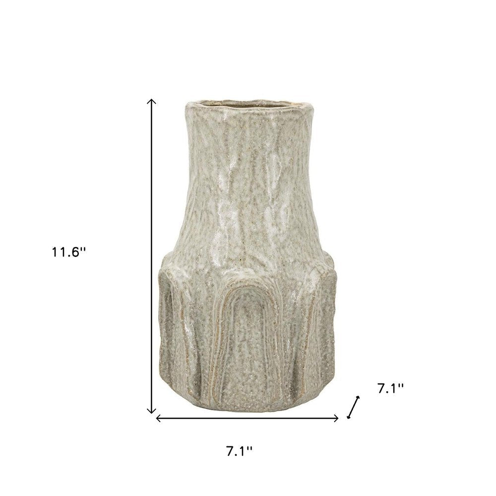12" Sage And Gray Round Ceramic Table Vase