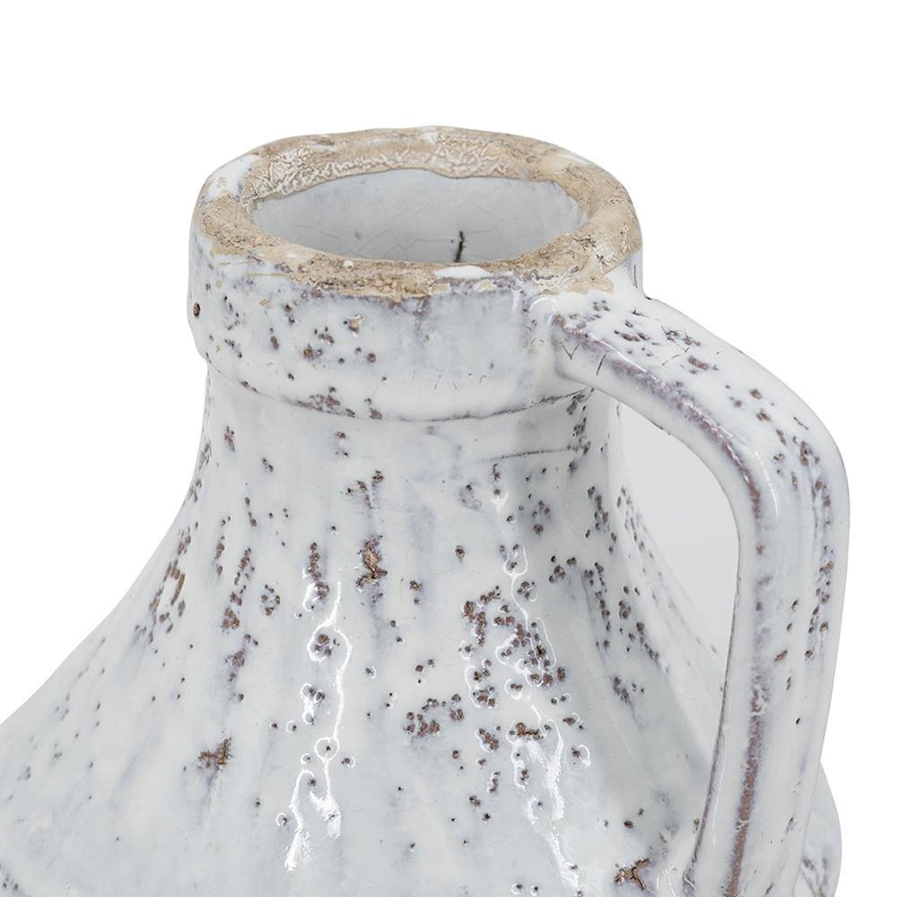 6" Beige And Ivory Terracotta Round Jug Vase