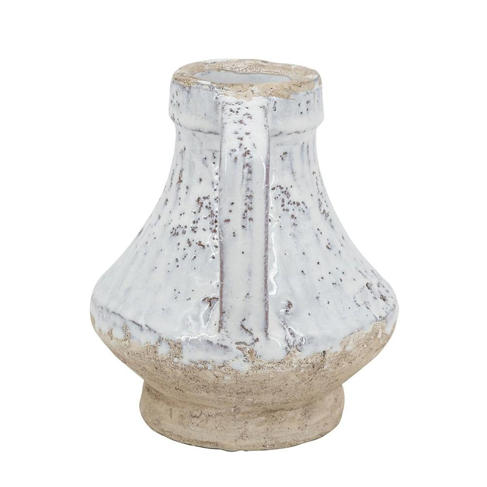 6" Beige And Ivory Terracotta Round Jug Vase
