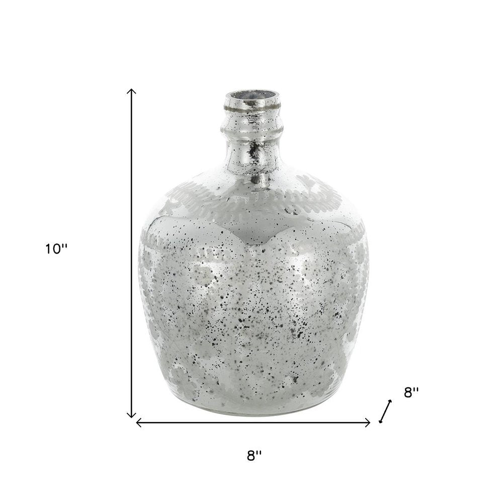 10" Silver Speckle Glass Table Vase