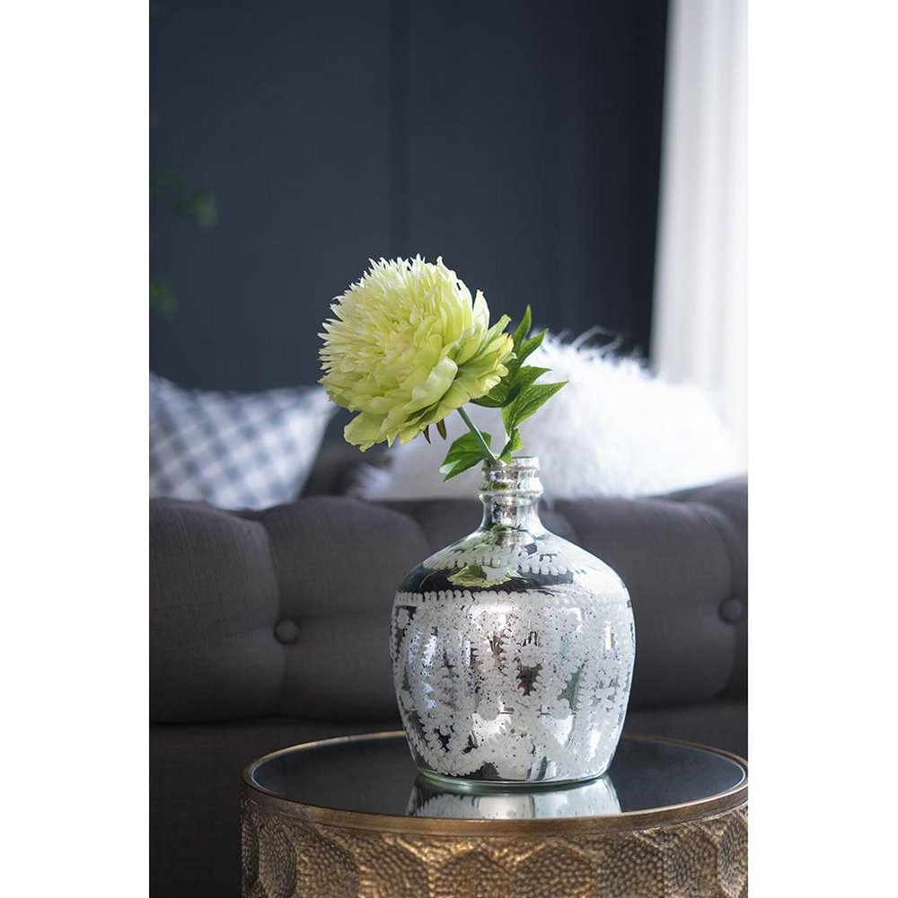 10" Silver Speckle Glass Table Vase