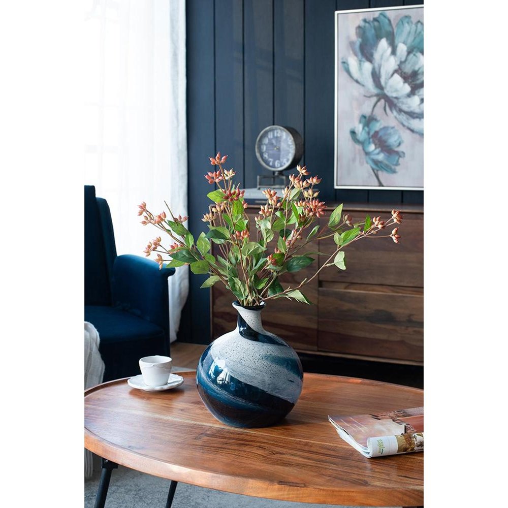 9" Blue And White Bud Glass Table Vase