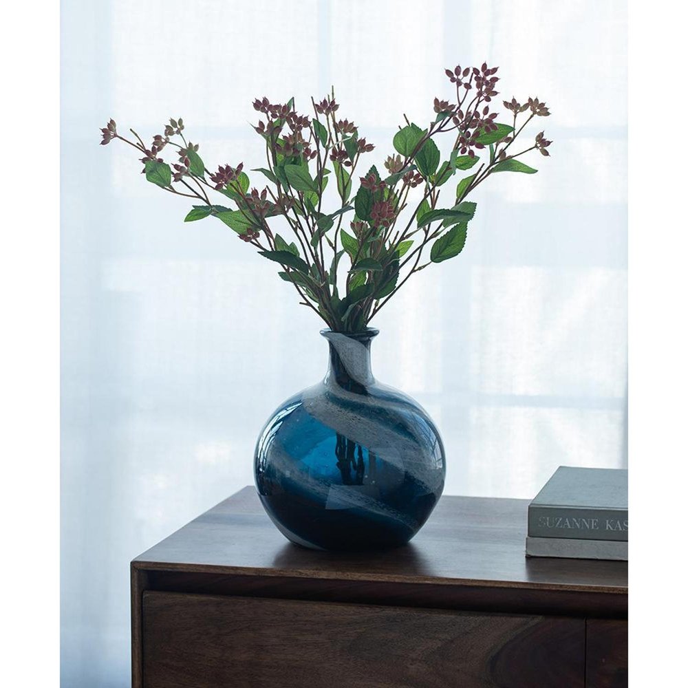 9" Blue And White Bud Glass Table Vase