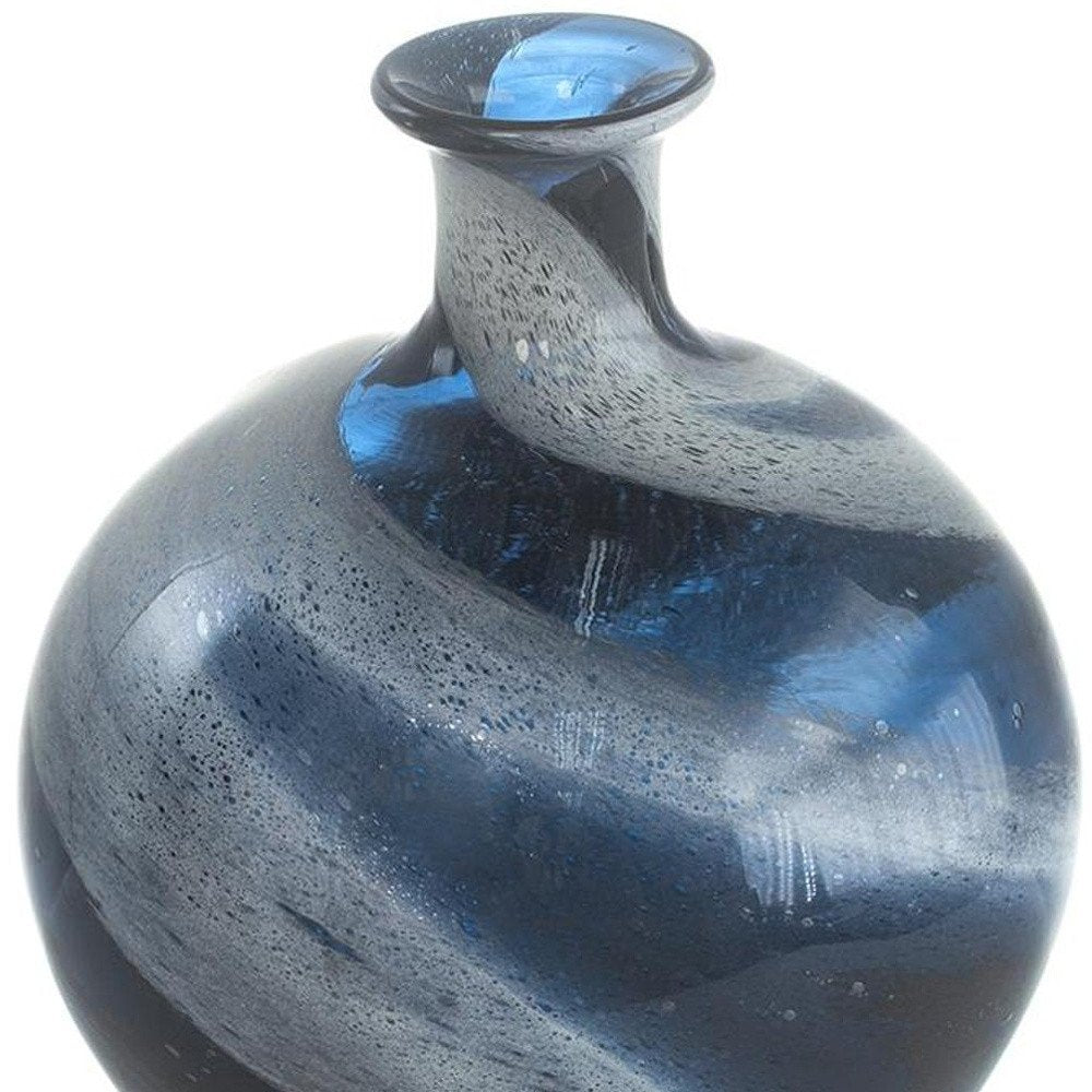 9" Blue And White Bud Glass Table Vase