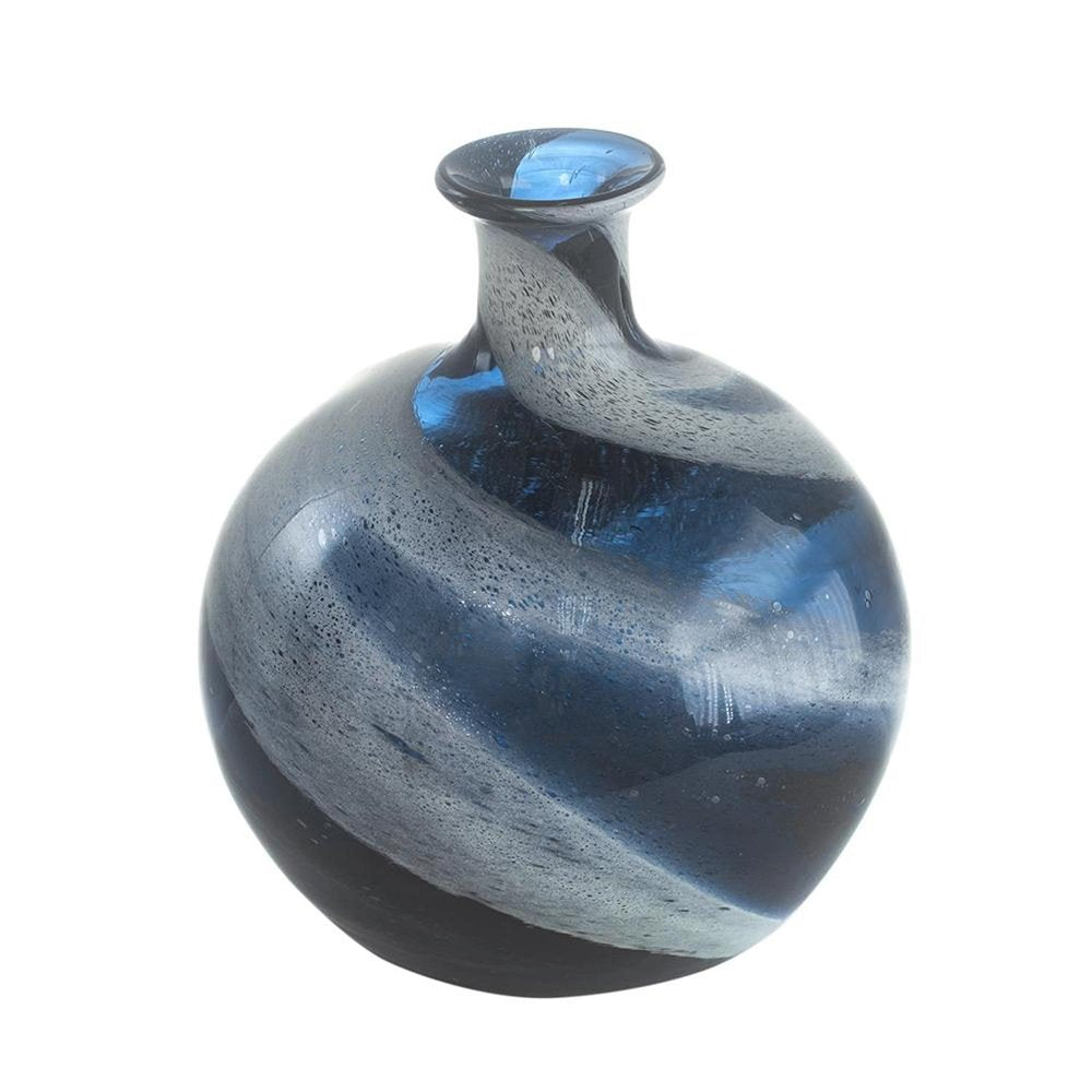 9" Blue And White Bud Glass Table Vase