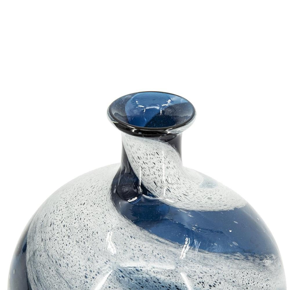 9" Blue And White Bud Glass Table Vase