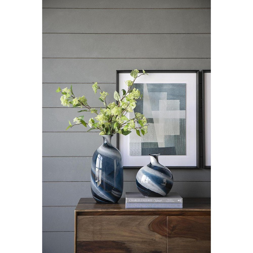 9" Blue And White Bud Glass Table Vase