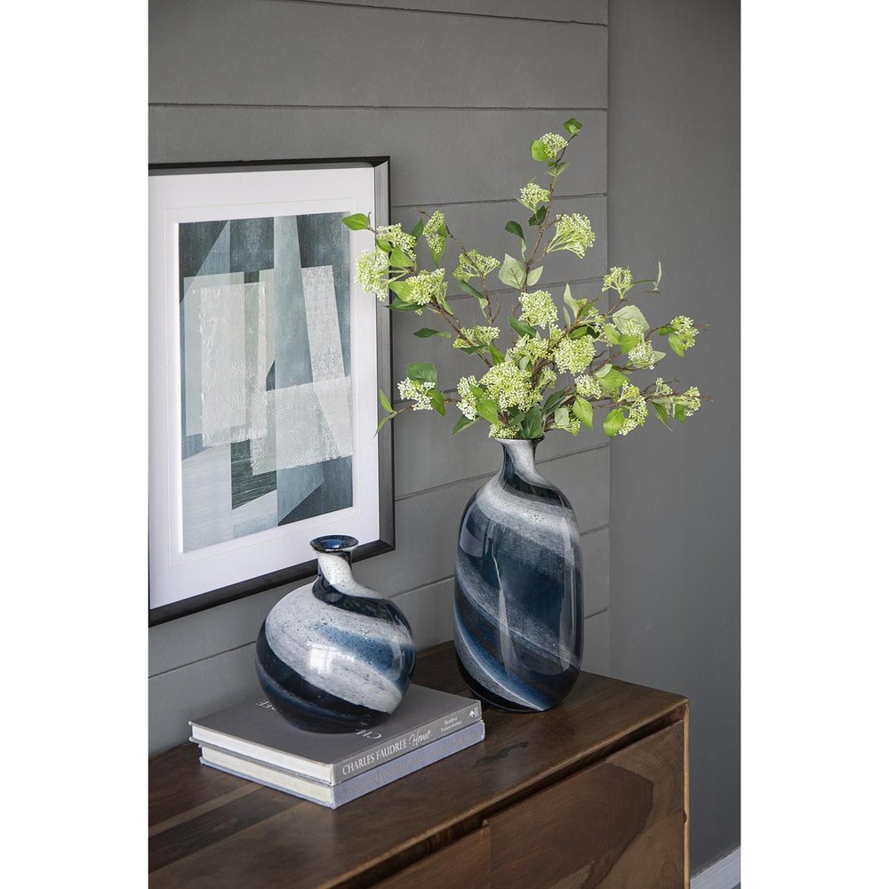 9" Blue And White Bud Glass Table Vase