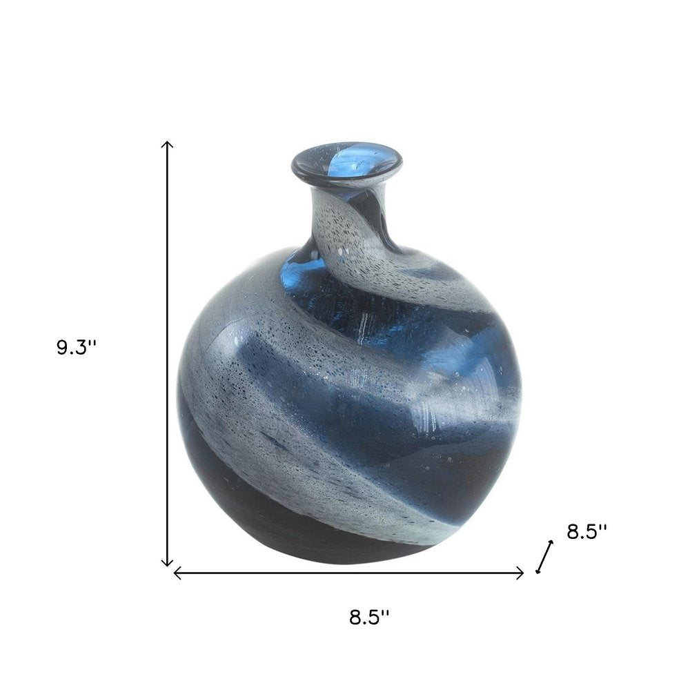 9" Blue And White Bud Glass Table Vase