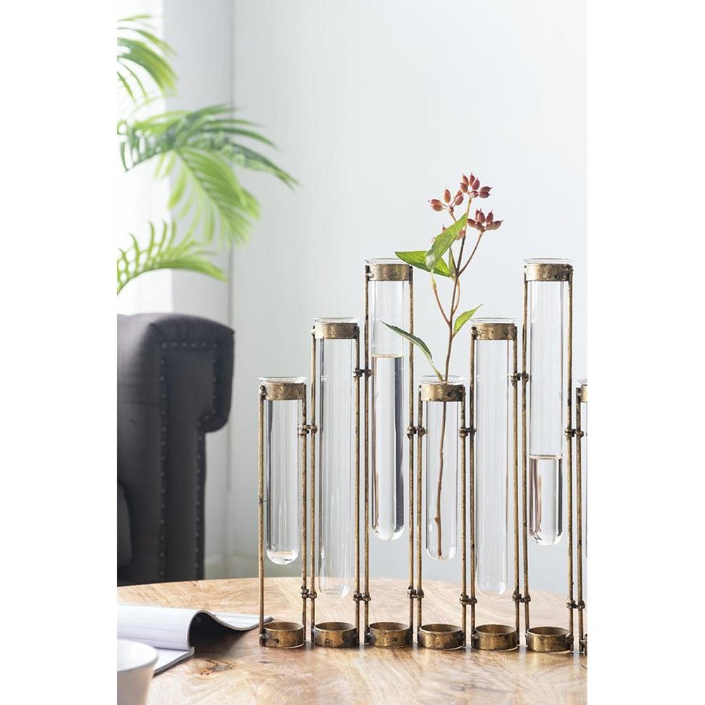 14" Bronze Enameled Cast Iron Tulip Table Vase