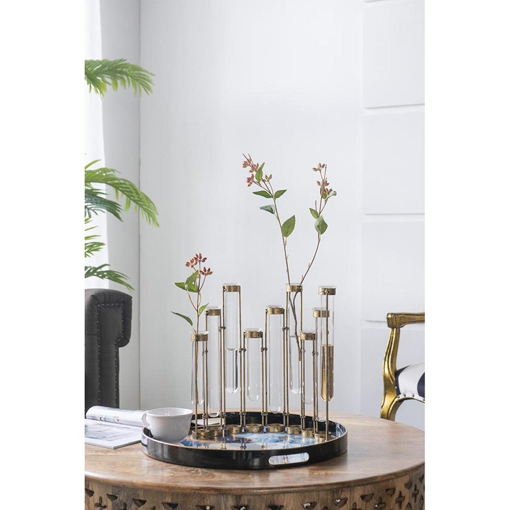 14" Bronze Enameled Cast Iron Tulip Table Vase