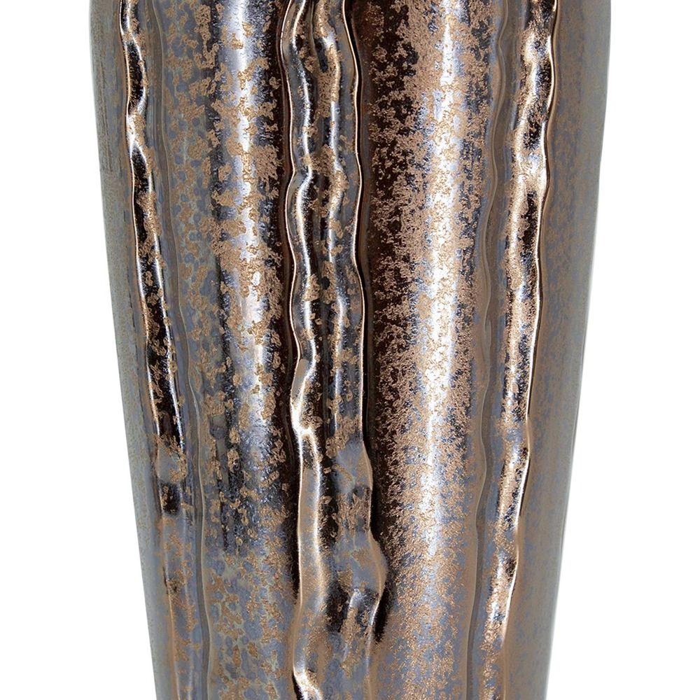 Set of Three Bronze And Silver Ceramic Round Table Vases
