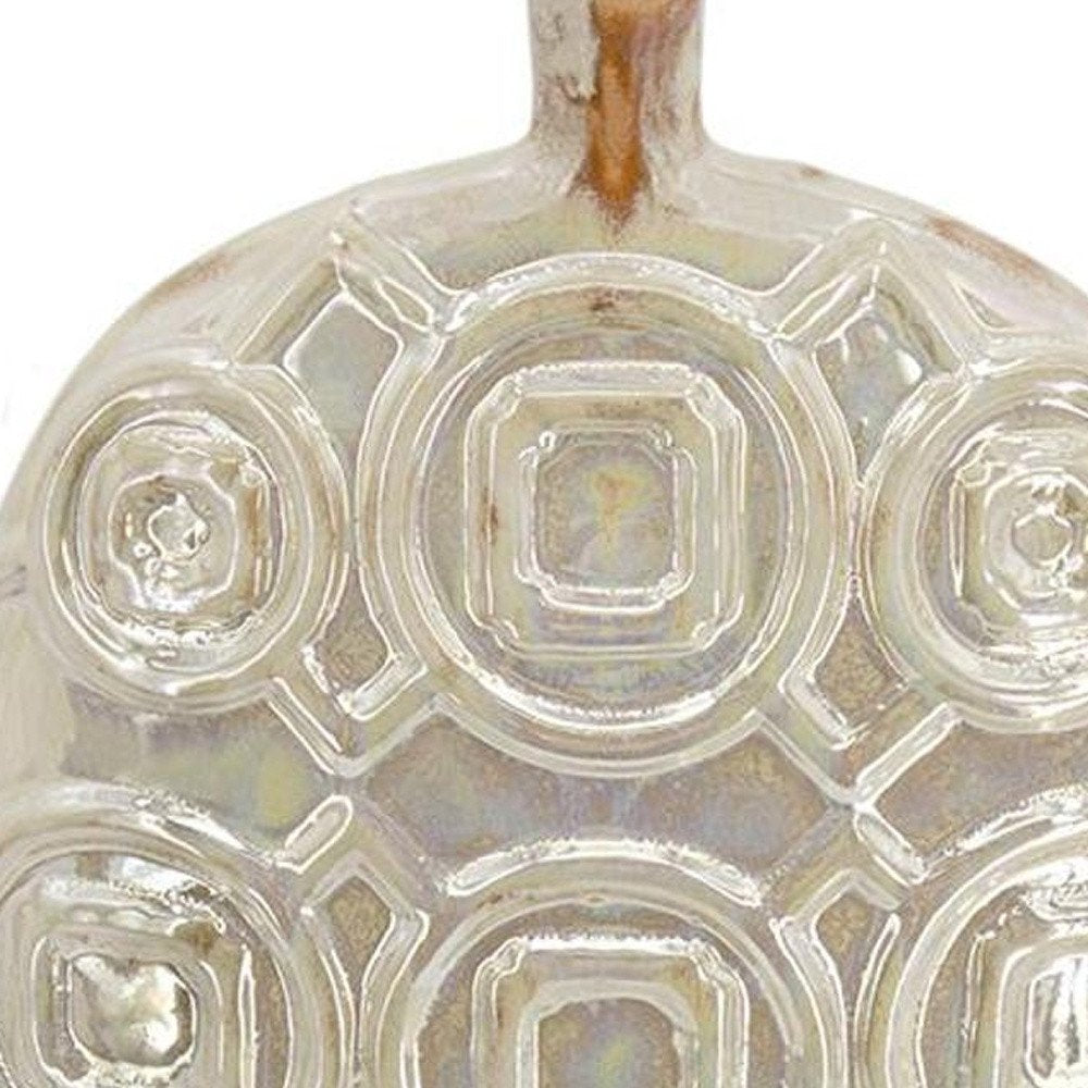 16" Ivory Geometric Ceramic Bud Table Vase