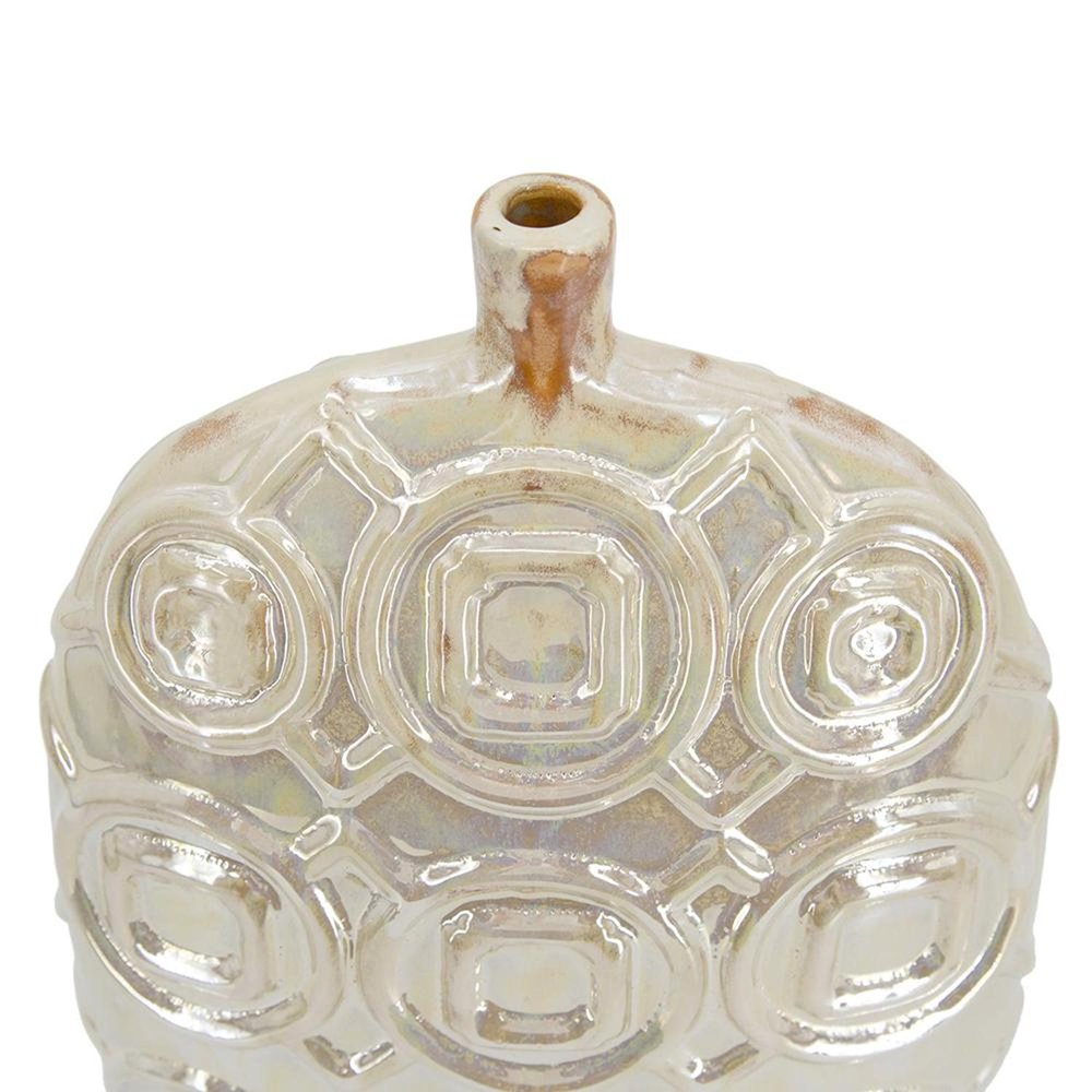 16" Ivory Geometric Ceramic Bud Table Vase
