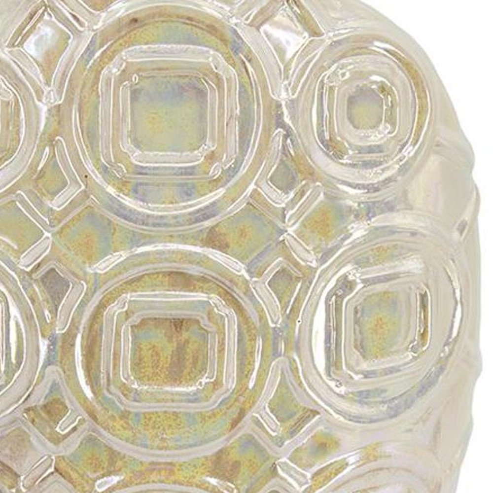 20" Ivory Geometric Ceramic Bud Table Vase