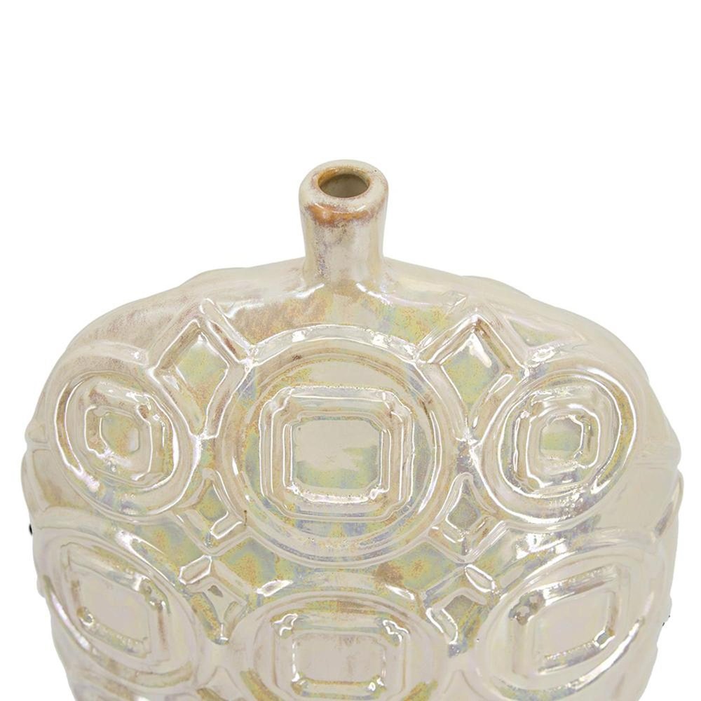20" Ivory Geometric Ceramic Bud Table Vase