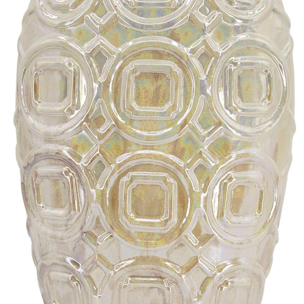 20" Ivory Geometric Ceramic Bud Table Vase