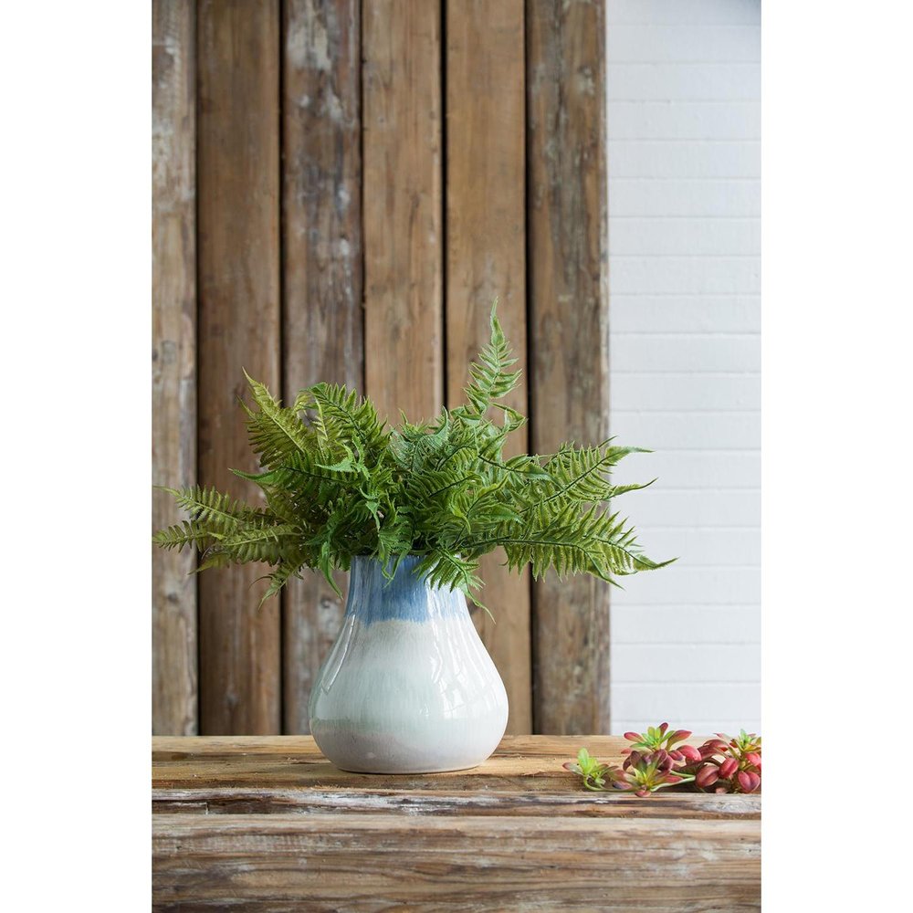 10" Blue Green Sand And Gray Ombre Ceramic Round Table Vase