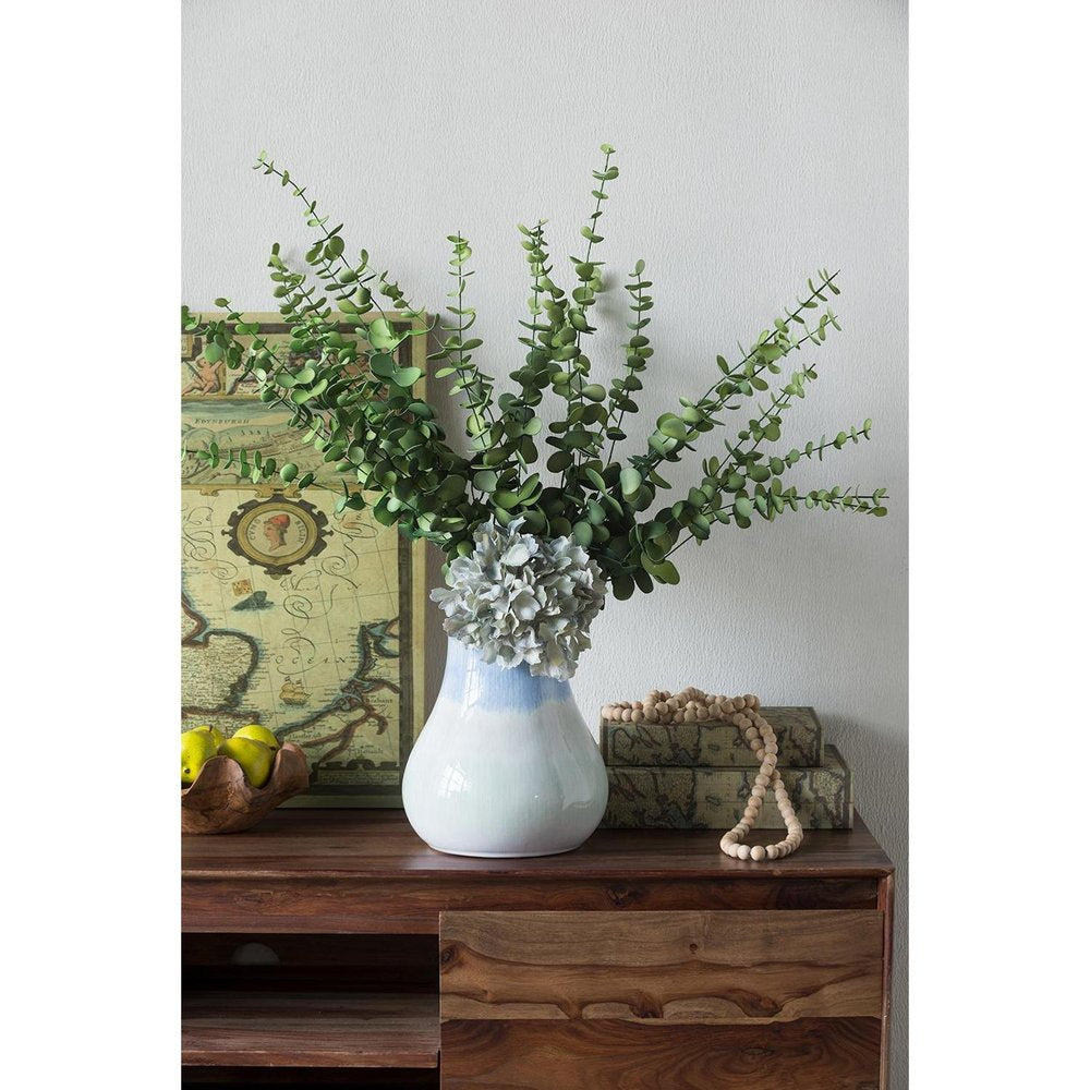 10" Blue Green Sand And Gray Ombre Ceramic Round Table Vase