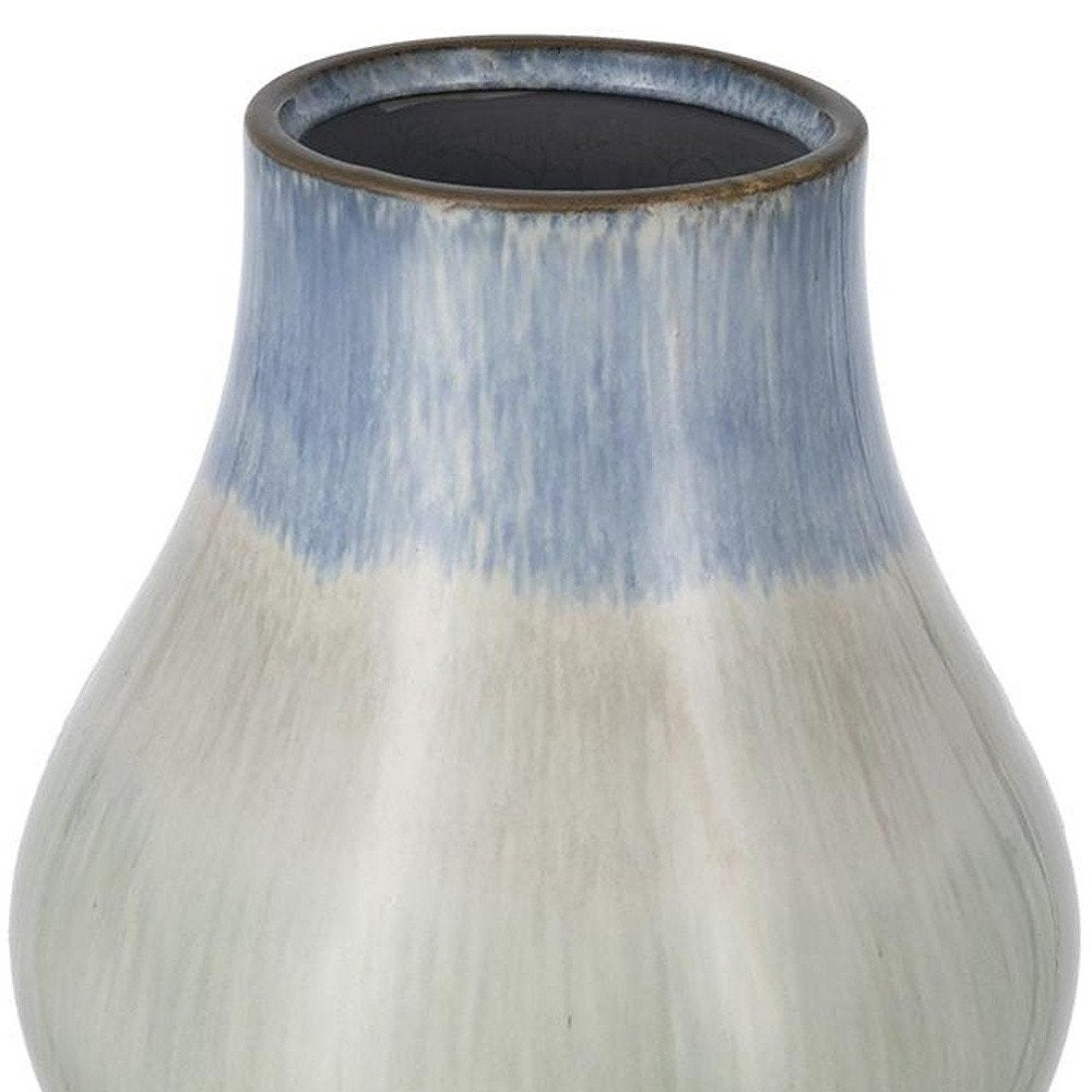10" Blue Green Sand And Gray Ombre Ceramic Round Table Vase